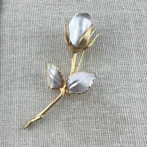 1970s Vintage GIOVANNI "One rose" brooch Corsage Gold‎ and Silver Tone Metal